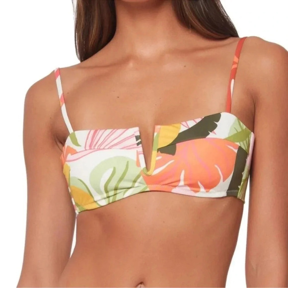 Sanctuary Tropical V Wire Bikini Removable Pads Swim Top Size L NWT - Picture 1 of 16
